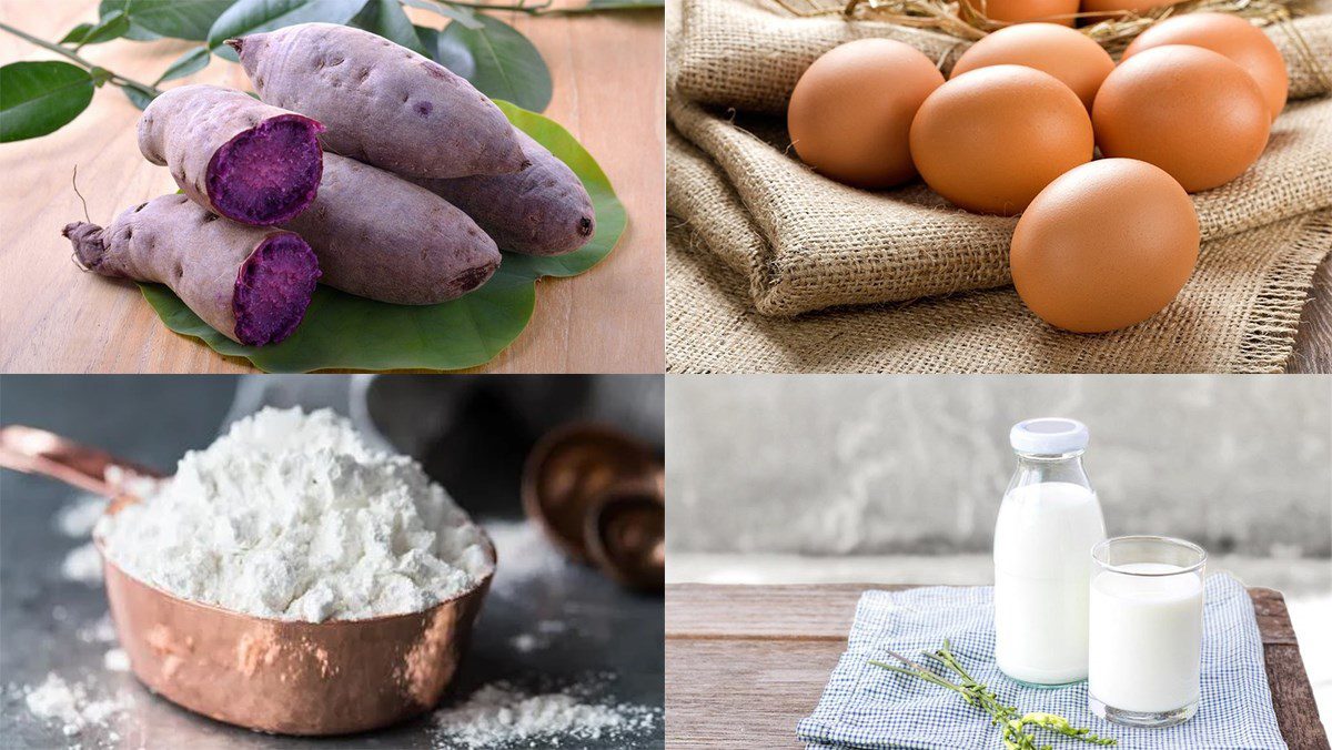 Ingredients for purple sweet potato mooncake