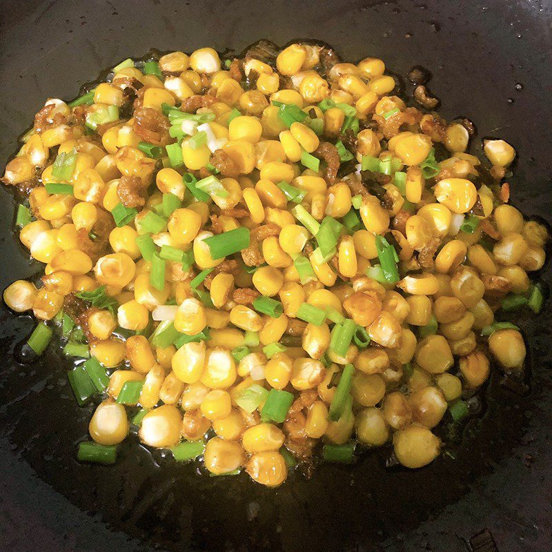 Step 3 Making fried corn with dried shrimp Fried corn with dried shrimp