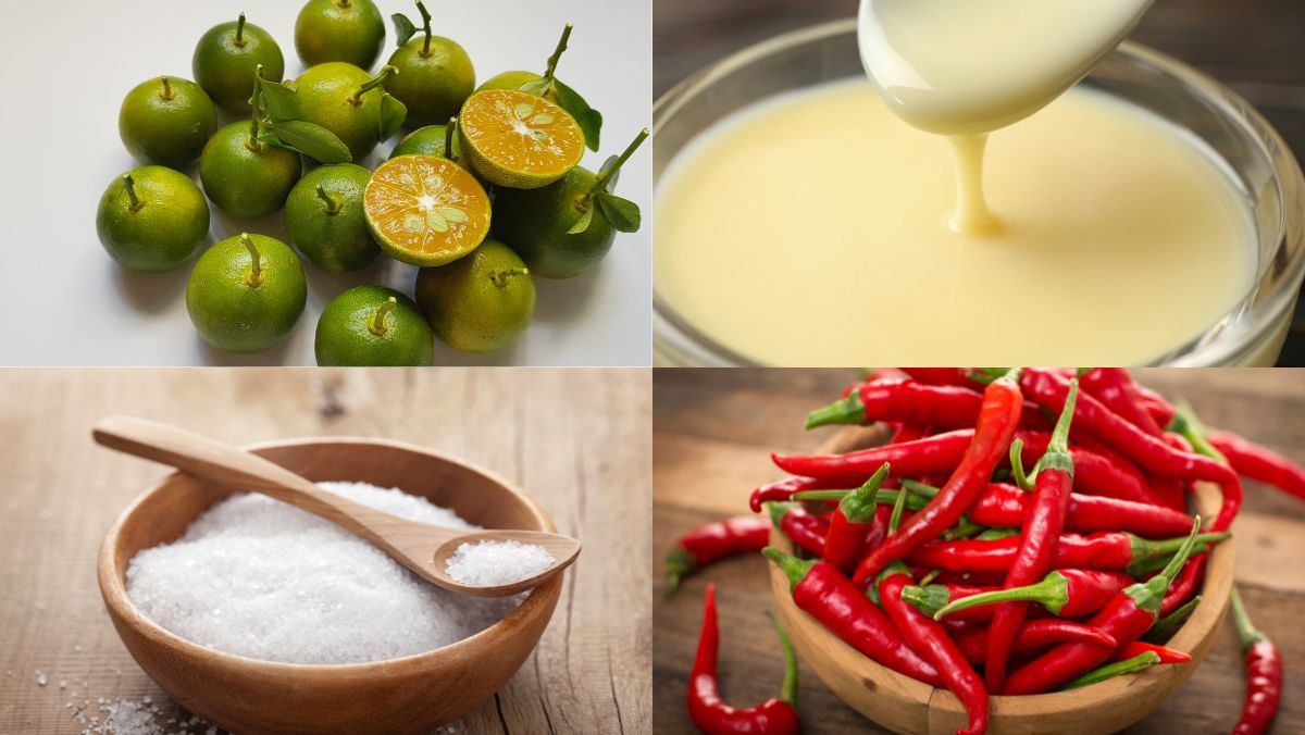 Ingredient images reveal 3 ways to make legendary salted chicken dipping sauce using a multifunctional blender