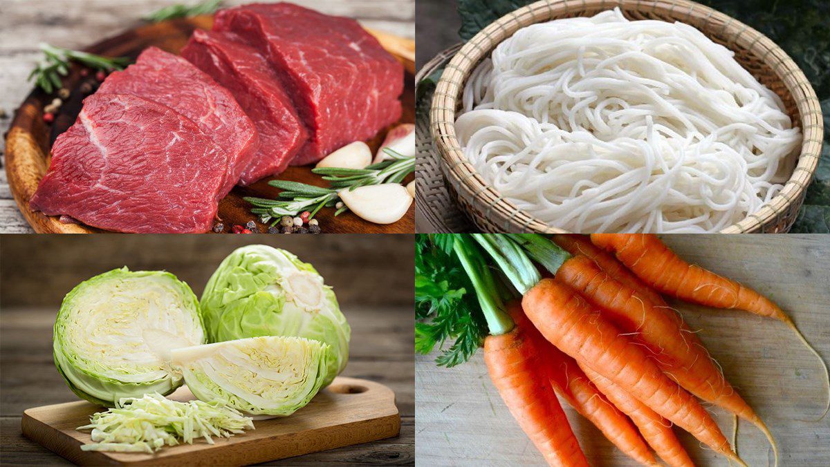 Ingredients for stir-fried beef noodles