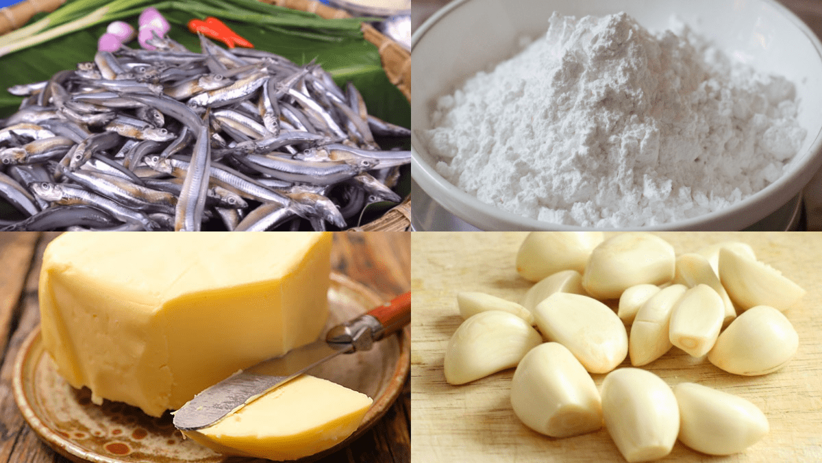 Ingredients for crispy fried goby dish