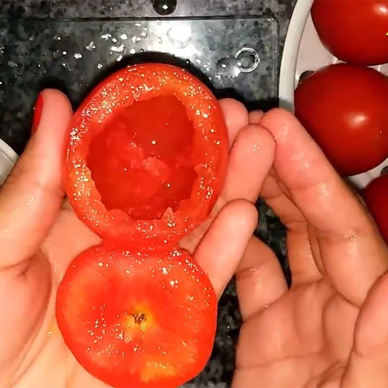 Step 2 Pre-processing tomatoes Stuffed steamed tomatoes