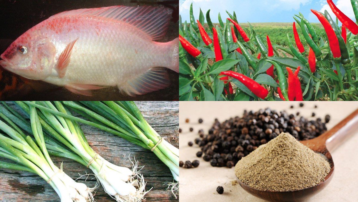 Ingredients for the dish 2 ways to cook red tilapia with pepper