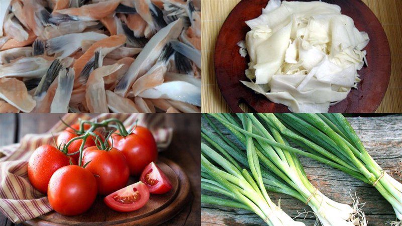 Ingredients for sour bamboo shoot salmon soup