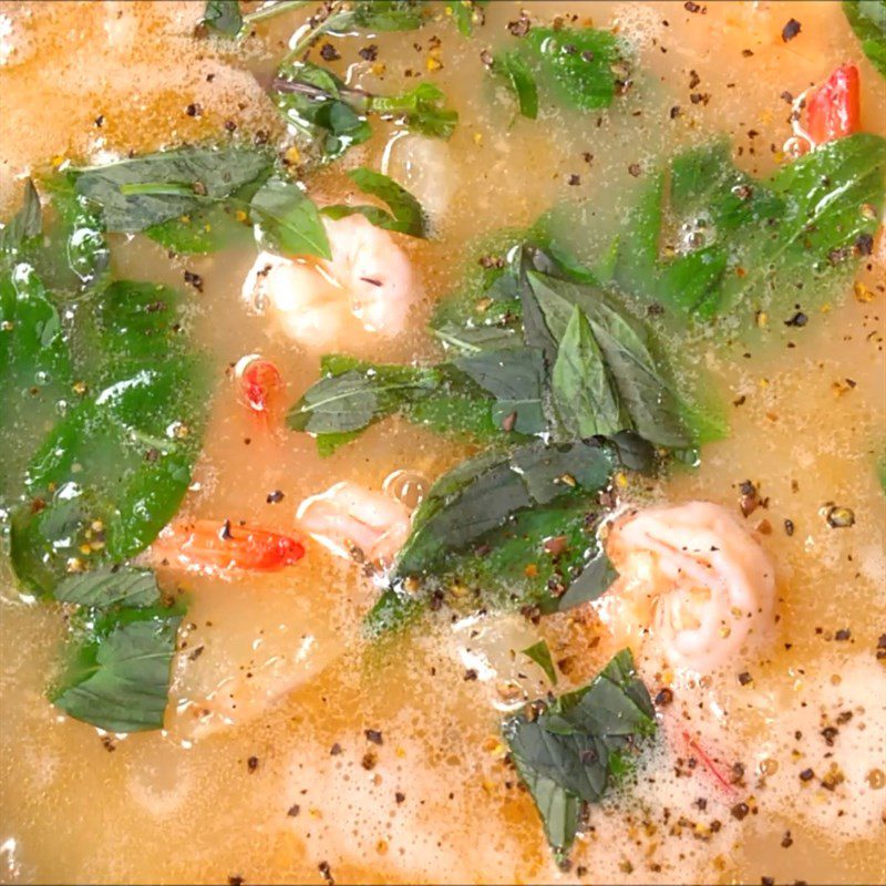 Step 5 Final product Cassava soup cooked with shrimp