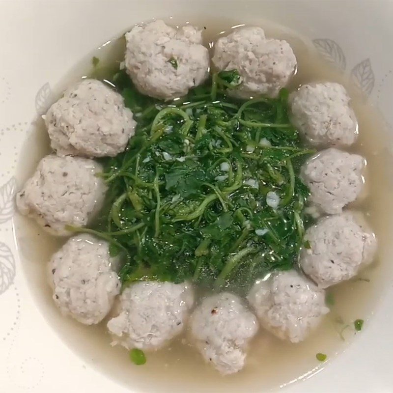 Step 4 Final Product Watercress Soup with Meatballs