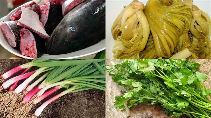 Ingredients for the dish 2 recipes for sour soup with grouper fish head and pickled mustard greens