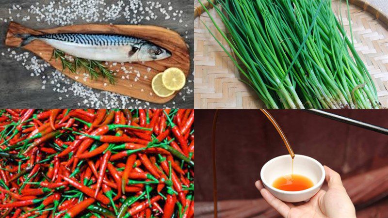 Ingredients for Japanese mackerel braised with onion and chili