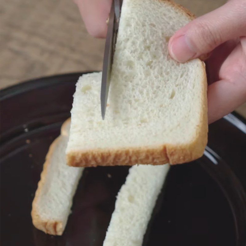 Step 1 Cut the bread Caramel Butter Sugar Bread