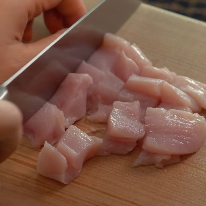 Step 2 Cut the chicken for Chicken Tomato Cheese Pasta