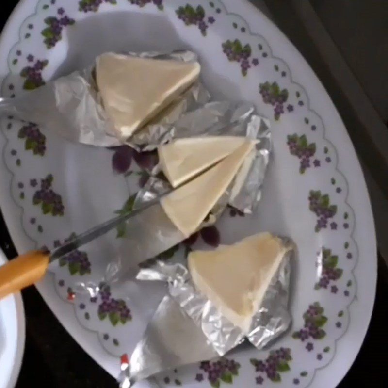 Step 1 Cut the cheese Fried Laughing Cow cheese with Corn Flour