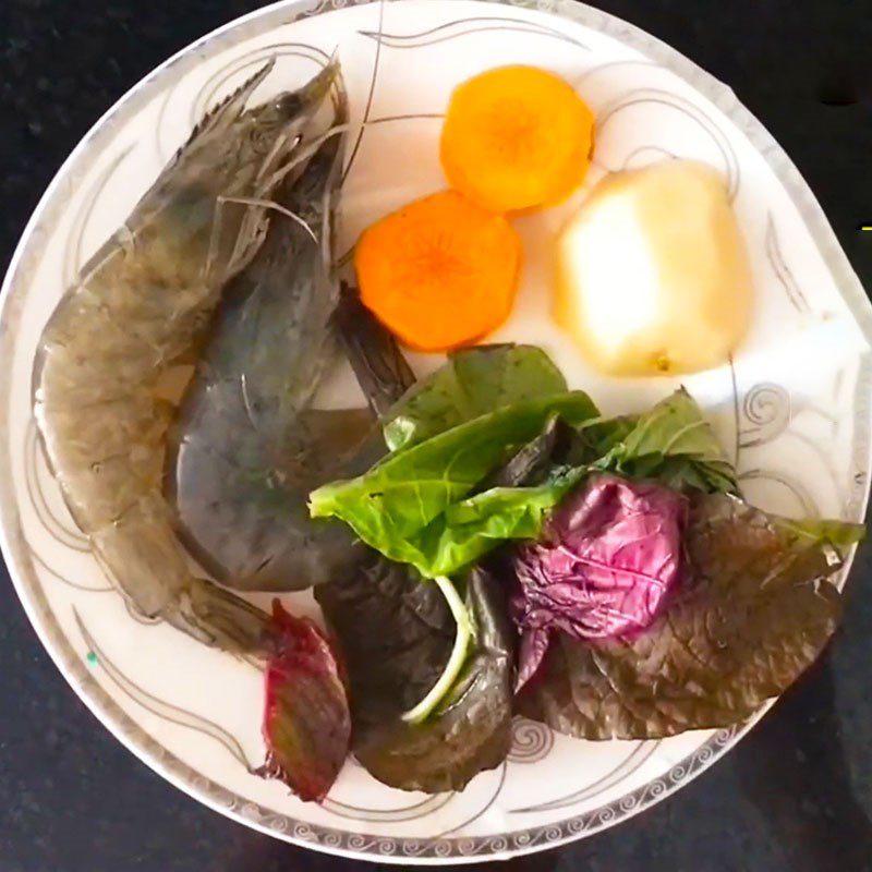 Step 1 Prepare ingredients for Shrimp Porridge with Potatoes and Carrots