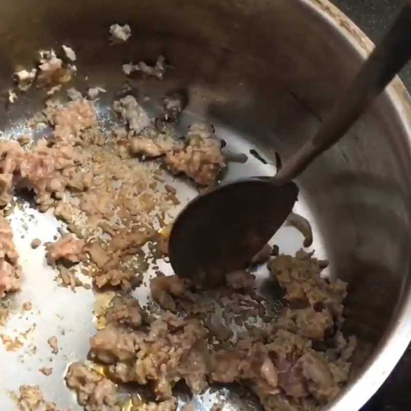 Step 2 Stir-fried meat Duck porridge with green squash