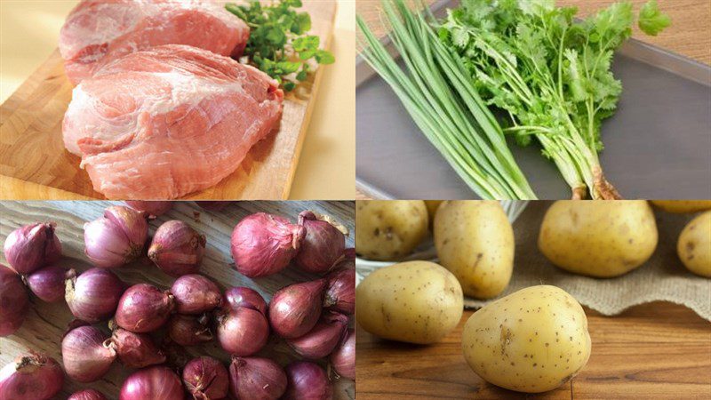 Ingredients for minced meat porridge with potatoes