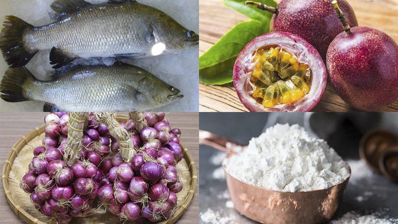 Ingredients for the dish of grouper with passion fruit sauce