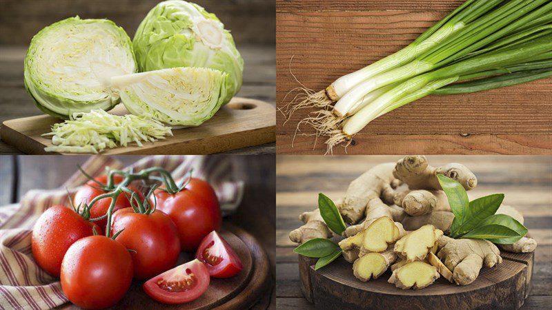 Ingredients for sweet and sour cabbage stir-fry and mushroom stir-fry