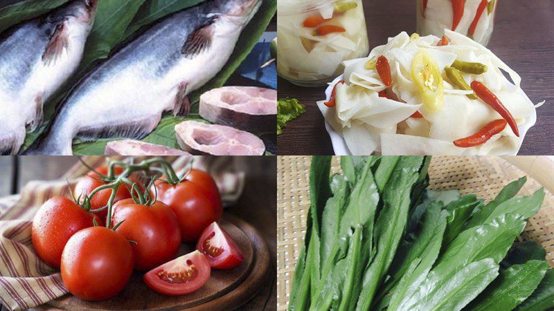 Ingredients for the basa fish soup with pickled bamboo shoots