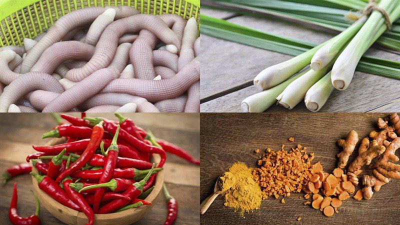 Ingredients for the dish 3 ways to make stir-fried sandworm