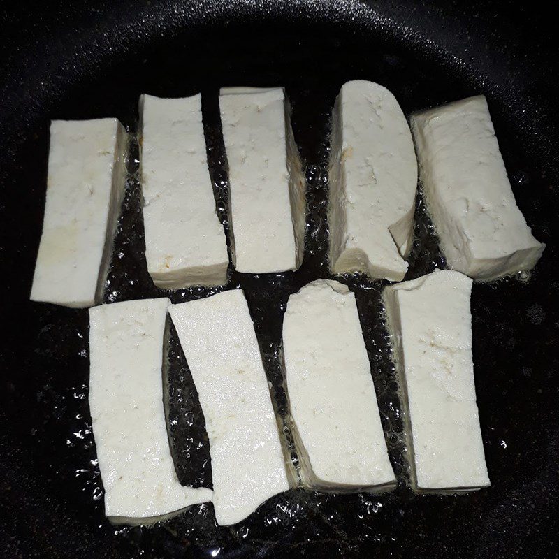 Step 2 Frying White Tofu Straw Mushroom with Tofu