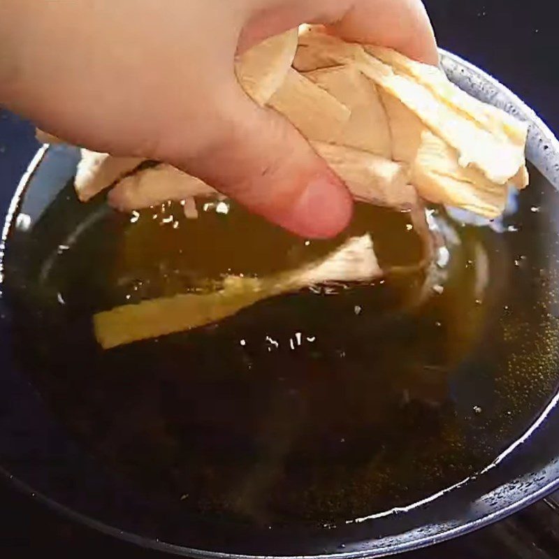 Step 4 Frying Tofu and Vegetarian Ribs Vegetarian Nam Vang Noodles