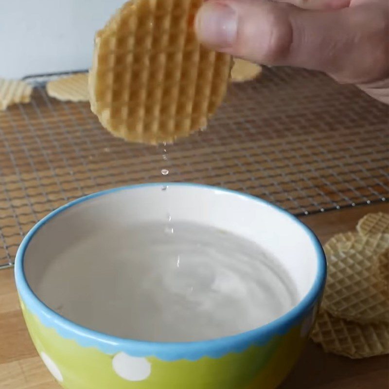 Step 1 Prepare round waffles Raffaello Cake with Waffle