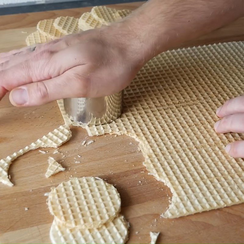 Step 1 Prepare round waffles Raffaello Cake with Waffle