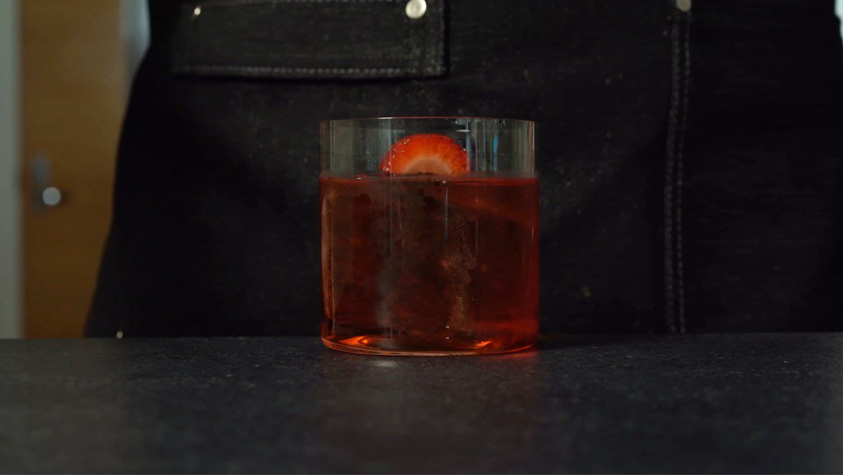 Strawberry Negroni cocktail