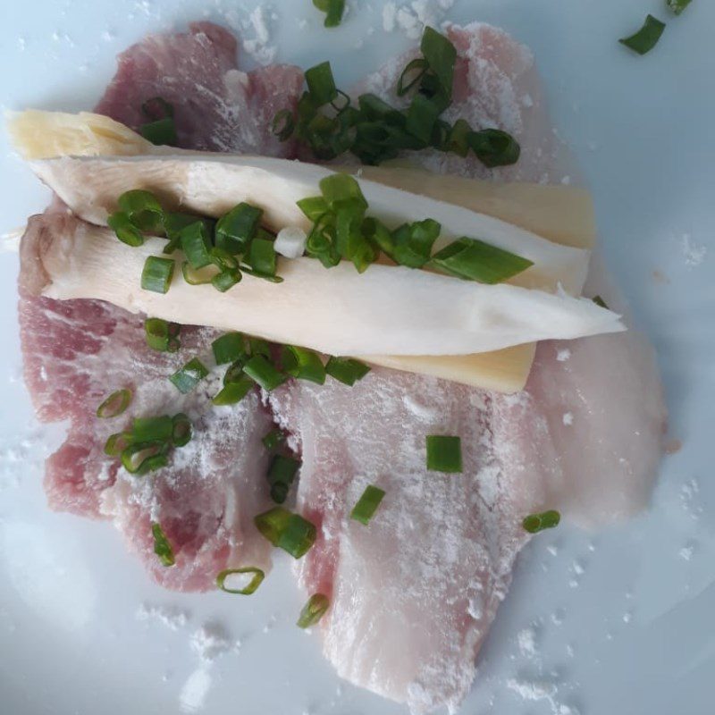 Step 2 Rolling the pork Bamboo shoot rolled pork stew