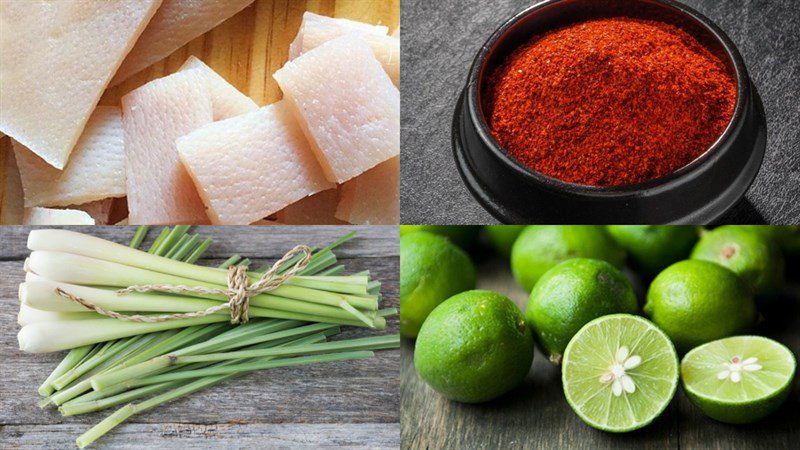 Ingredients for spicy salted pork skin dish