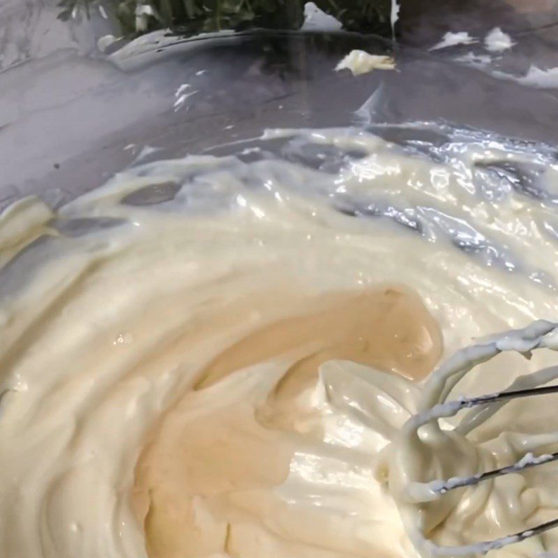 Step 2 Whip cream cheese for Lychee Cheesecake