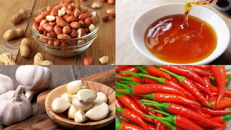 Ingredients for roasted peanuts with fish sauce