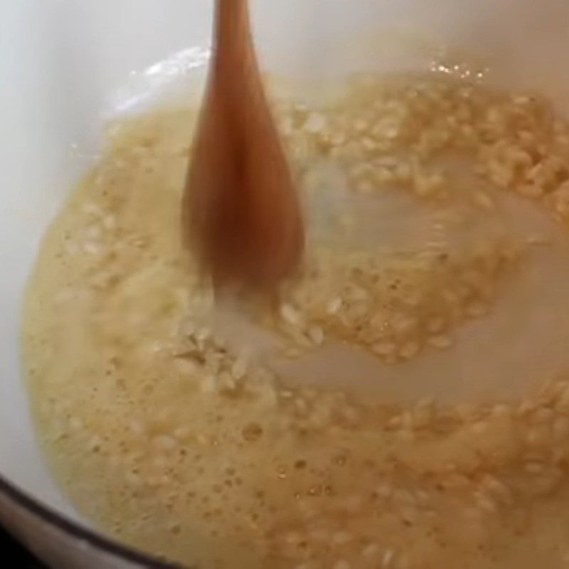 Step 2 Heat the butter rice mixture Rice pudding - Coconut milk mango rice pudding