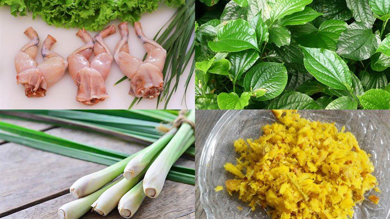 Ingredients for fried frog with pepper leaves