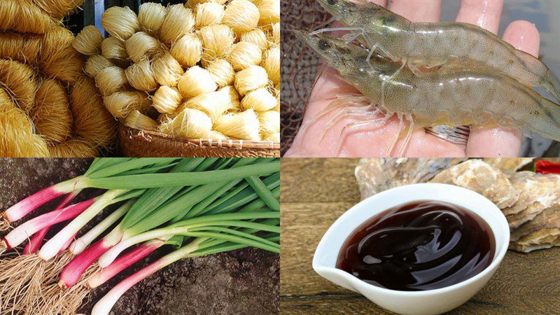 Ingredients for stir-fried glass noodles with shrimp