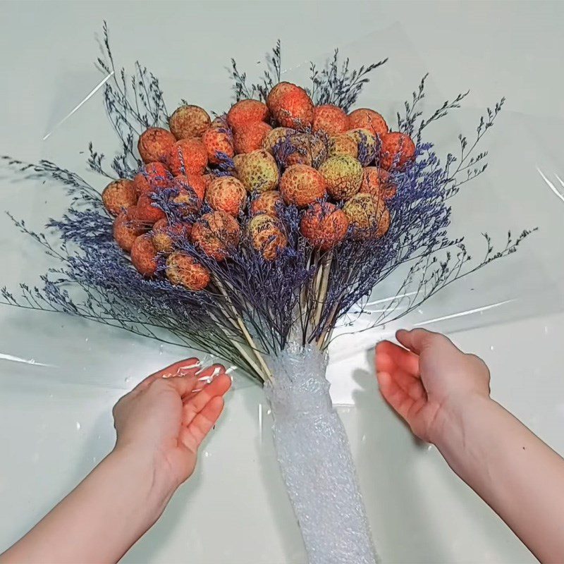 Step 3 Flower Wrapping Lychee Bouquet