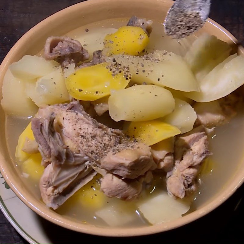 Step 4 Cooked cassava with chicken Cassava soup cooked with chicken