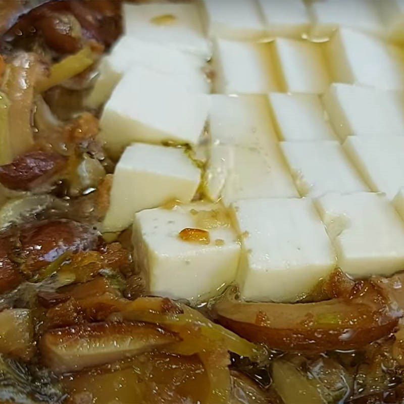 Step 3 Steamed Tofu Minced meat sauce tofu with mushrooms and pickled vegetables