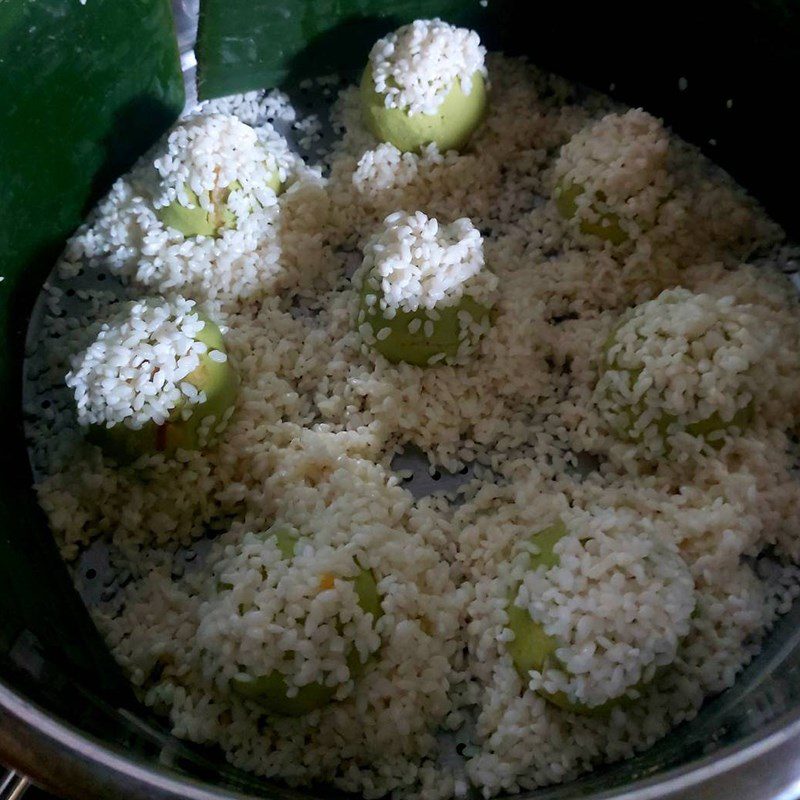 Step 7 Steam sticky rice cake Sticky rice cake with mung beans