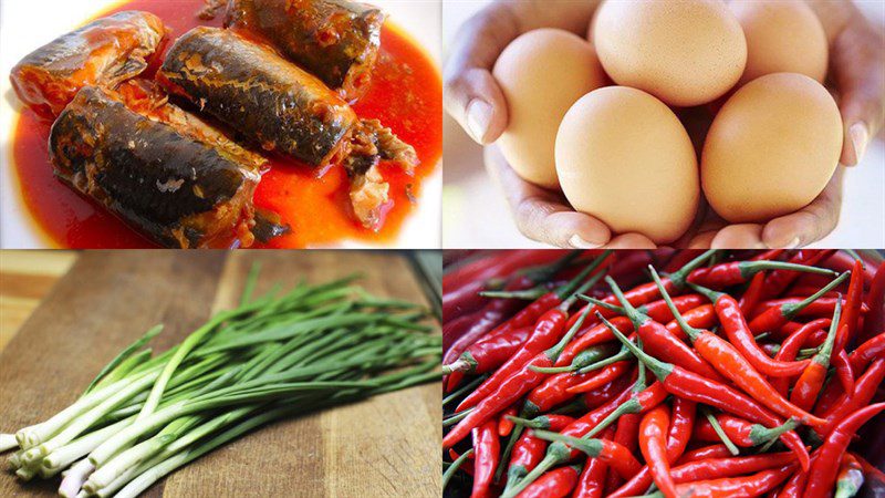 Ingredients for sardines braised with eggs