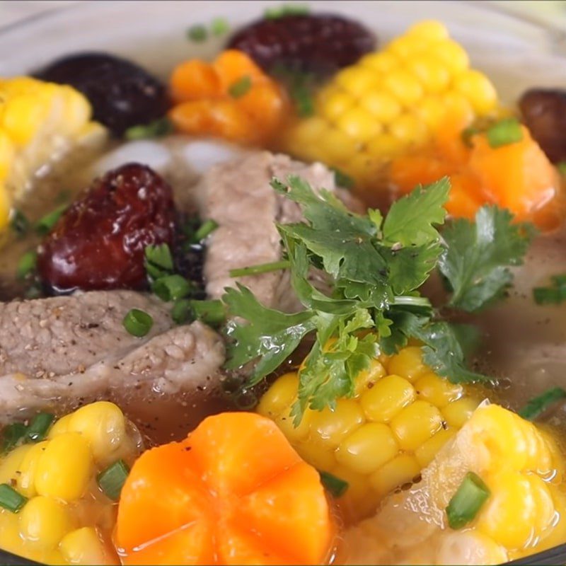 Step 5 Completion of Pork Ribs Soup with Mushrooms and Vegetables