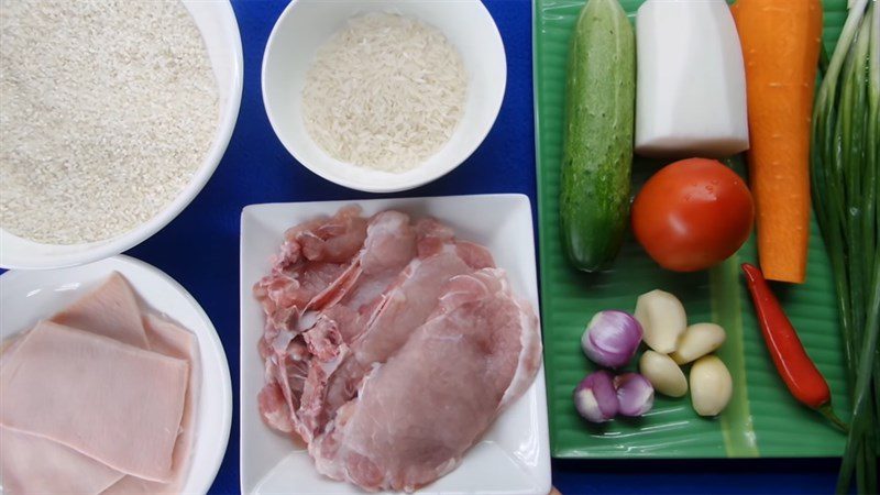 Ingredients for the dish 2 ways to make grilled pork broken rice