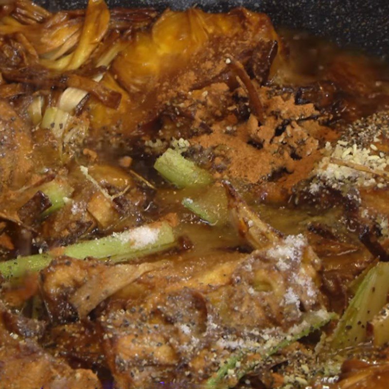 Step 6 Stewed jackfruit fibers with lemongrass and chili in coconut water Stewed jackfruit fibers with lemongrass and chili