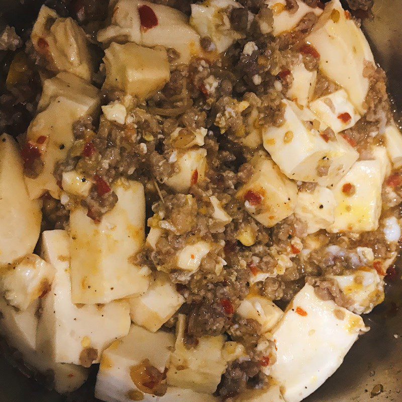 Step 3 Making tofu with minced meat sauce Tofu with minced meat sauce