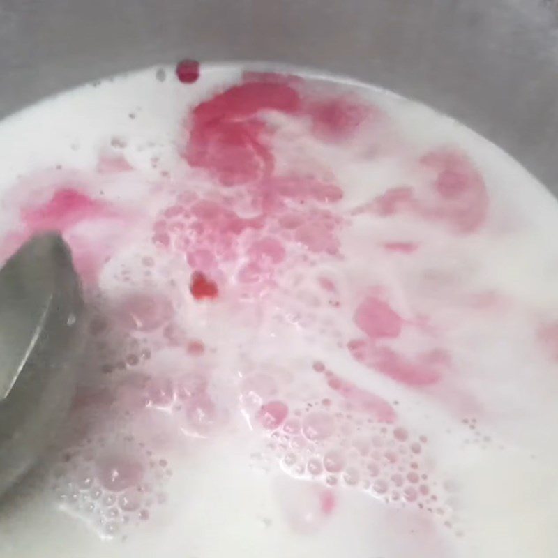 Step 4 Make the dragon fruit coconut milk jelly mixture Dragon fruit jelly with butterfly pea flowers