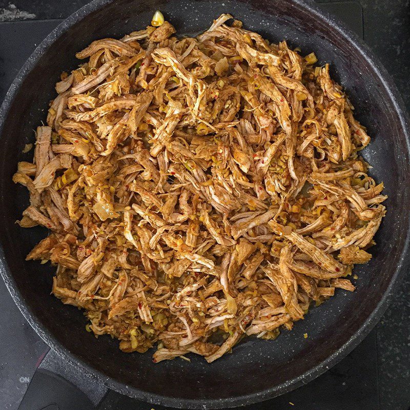 Step 4 Drying pork Dried spicy sour plum pork