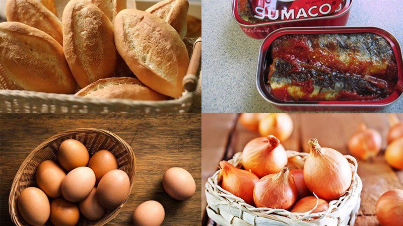 Ingredients for the dish 2 ways to make canned sardine bread