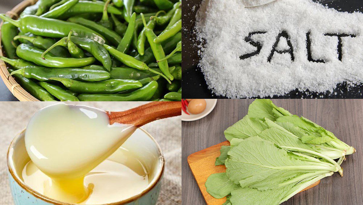 Ingredients for green chili salt and red chili salt