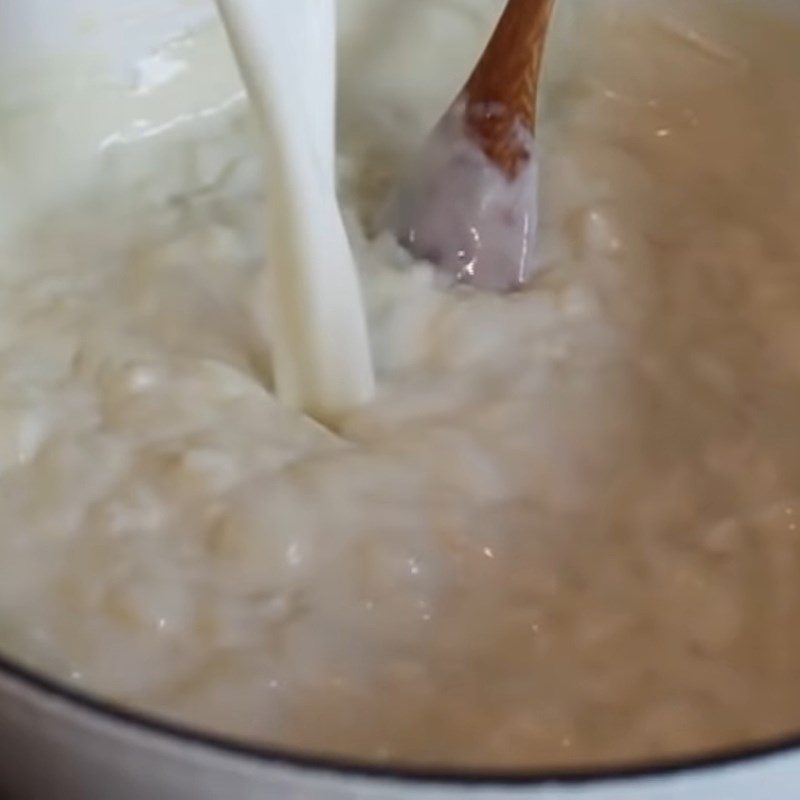 Step 3 Cooking Rice Pudding Mixture - Rice pudding cake with coconut milk and mango