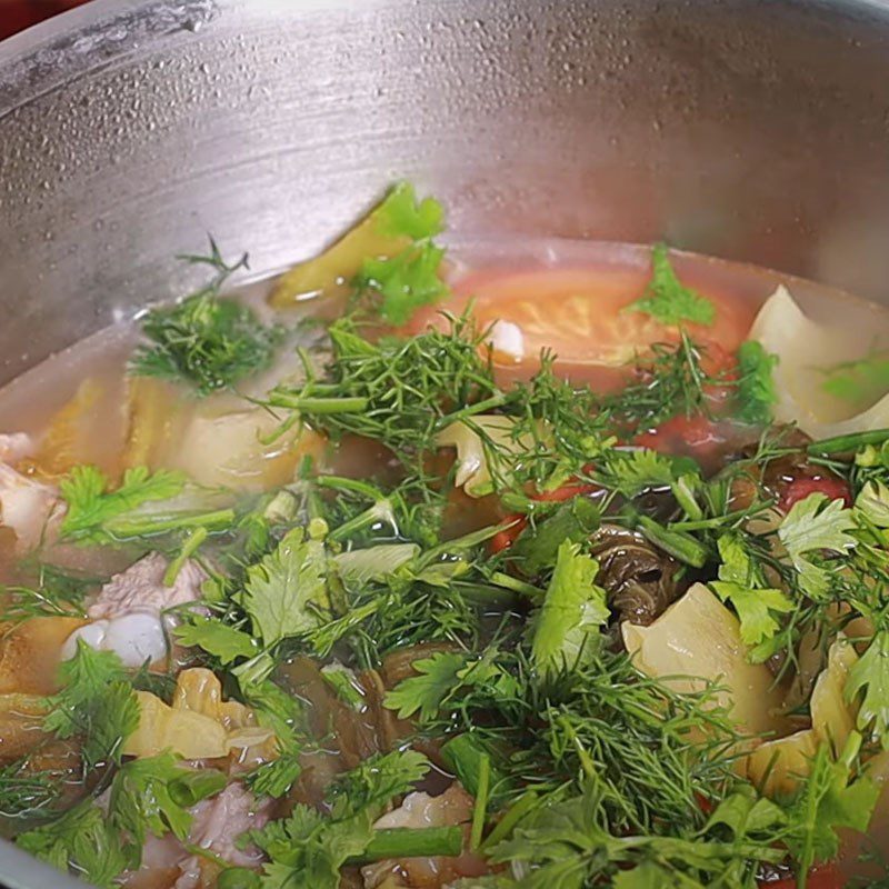 Step 4 Cook the soup Sour soup with pork ribs