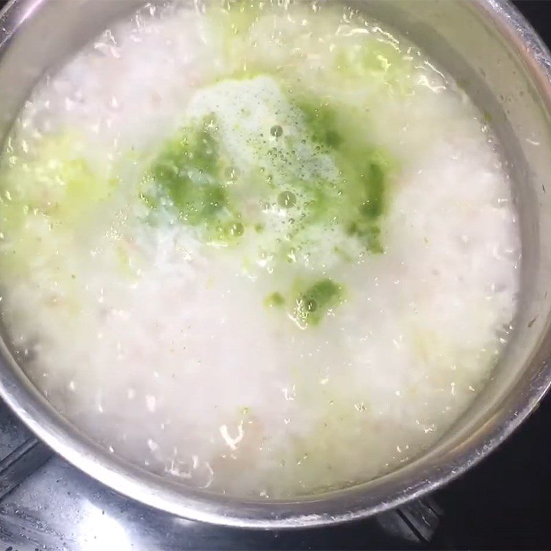 Step 3 Cook porridge Pork porridge with water spinach and carrot